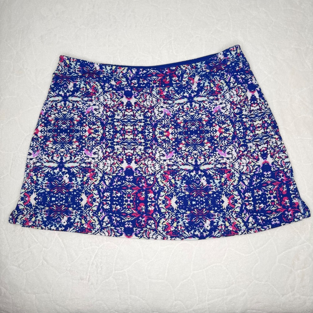 Tranquility Women XL Blue Pink Floral Activewear Skort Pickleball Tennis